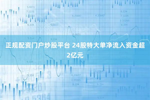正规配资门户炒股平台 24股特大单净流入资金超2亿元